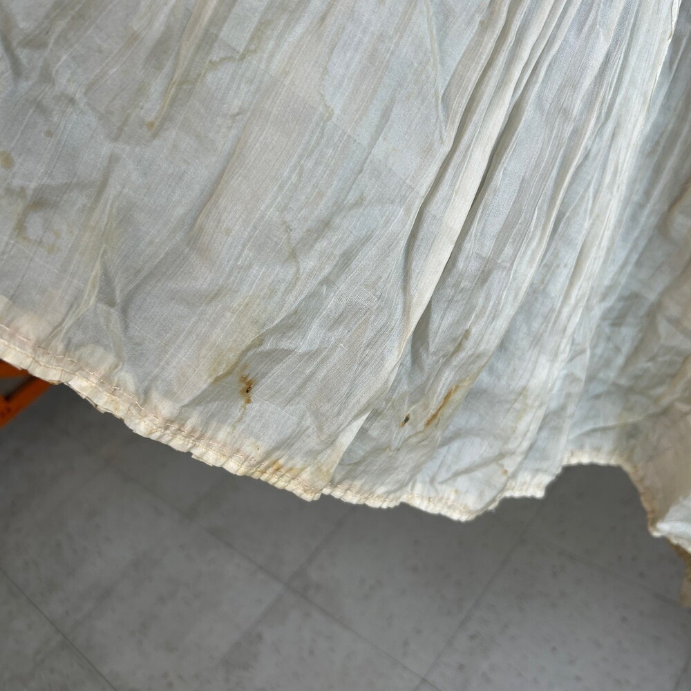 Antique Victorian Ivory Dress Mesh Lace Sequins Distressed Damaged As Is - Picture 15 of 16